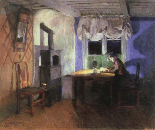 Harriet Backer by lamplight Norge oil painting art